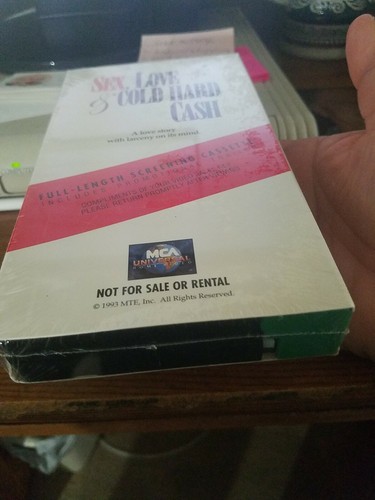 📼 Sex Love & Cold Hard Cash (VHS) SCREENER FACTORY SEALED STUDIO WATERMARK MINT - Picture 2 of 4