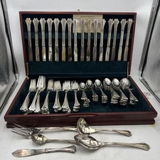 85 Piece FB Rogers American Chippendale Flatware Set Wood Case 16 Place Settings