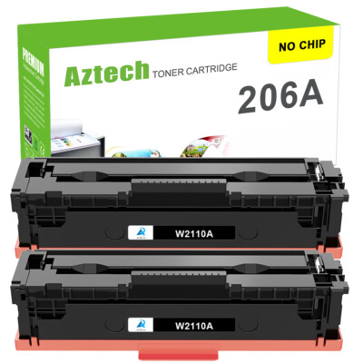 2PK 206A W2110A Black Toner No Chip for HP LaserJet Pro MFP M283cdw M282nw M255