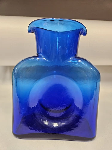 BLENKO  BLUE GLASS  DOUBLE  SPOUT WATER  CARAFE