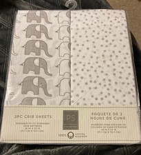  ELEPHANTS  DOTS    The Peanut Shell 2 Piece 100 Cotton Crib Sheets  28"x52"