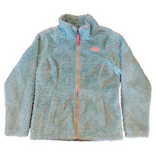 The North Face Laurel Zip Taffeta Silken Fleece Jacket Ice Green Girls M 10/12