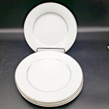 Noritake Whitehall 6.25" Bread Plates Set of 4 White Platinum Trim 6115 VTG