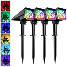 4× Solar Garden Lights RGB Color Change LED Outdoor Landscape Lamps Pathway Lawn