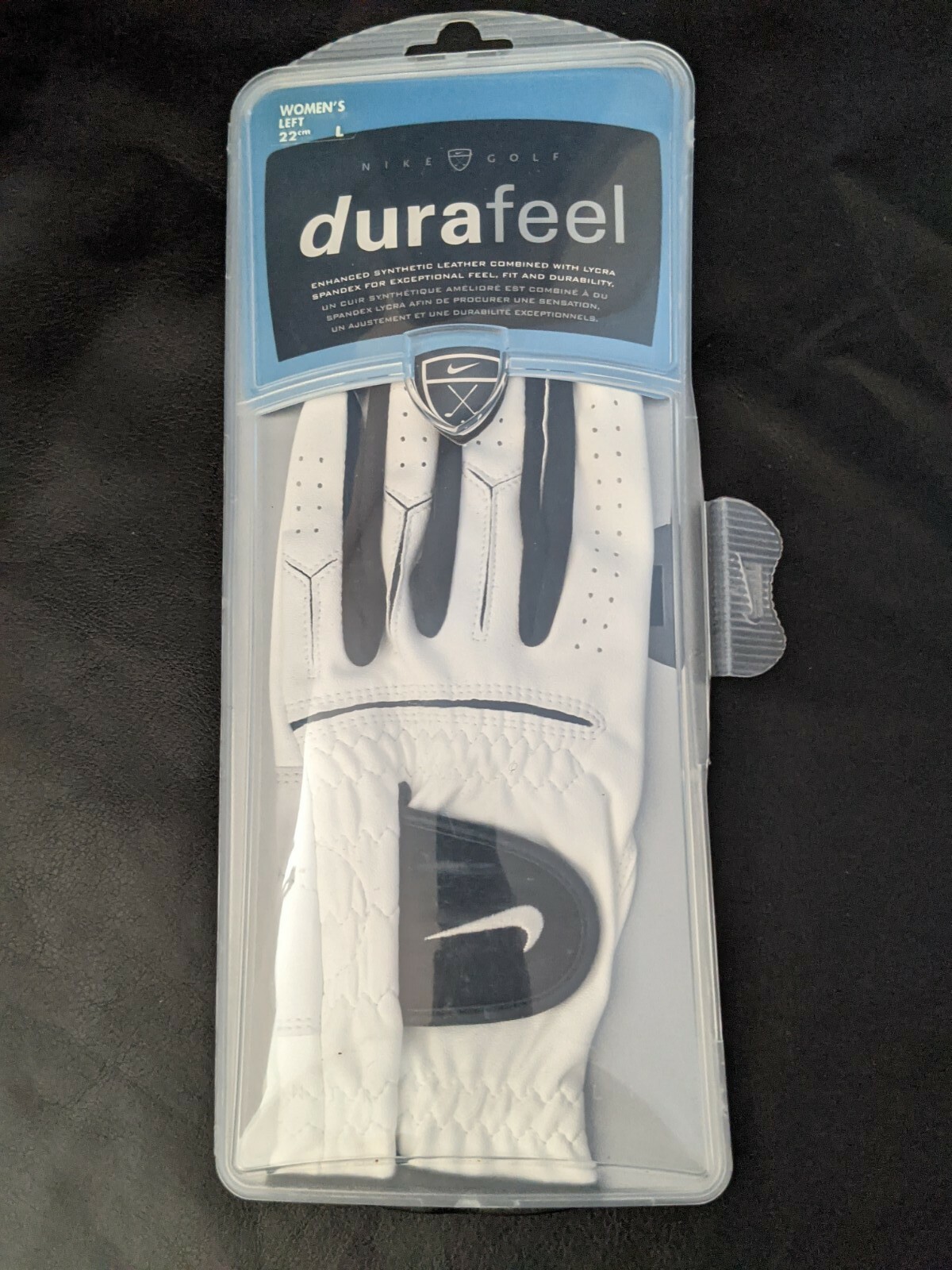 Nike Golf Glove Durafeel Womens Left Black White Golf Glove Sz L 