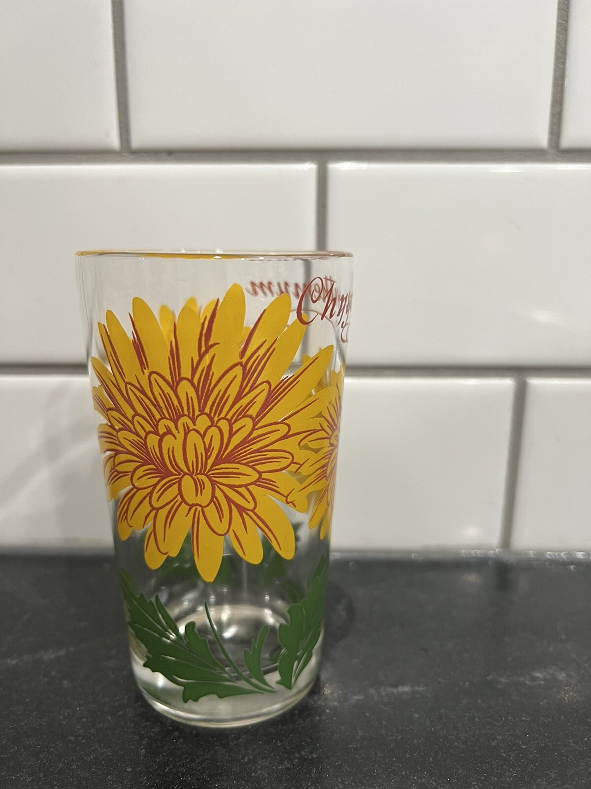 6 Vintage 1950's Boscul Peanut Butter Drinking Glasses 5” Flowers MID