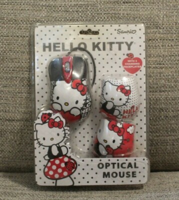 2008 Sakar Hello Kitty Sanrio Optical Mouse 3 changing faceplates Rare
