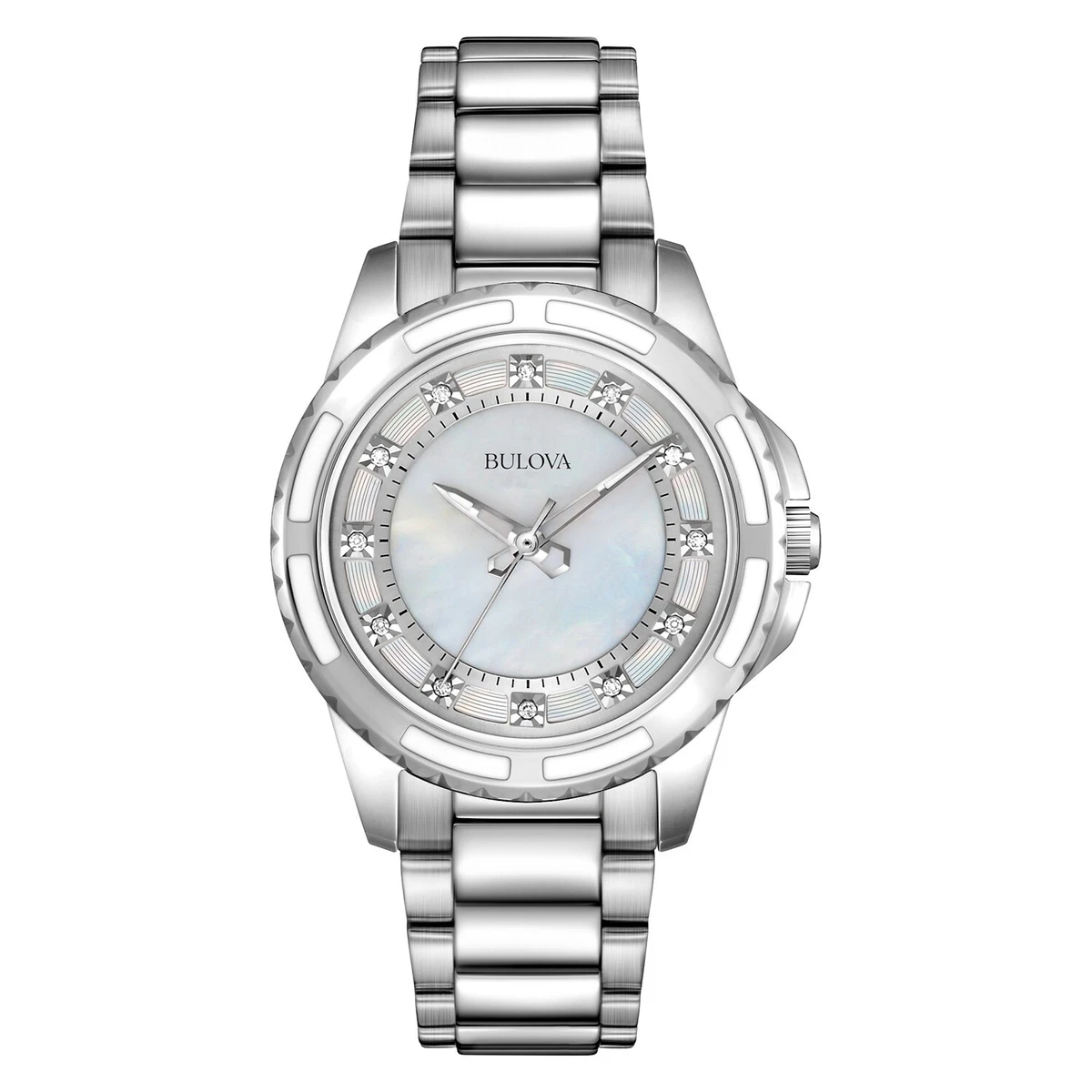 Bulova Women s Diamond Accent Quartz Silver Stainless Steel Watch 32MM 96P144