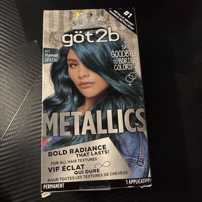 3-Schwarzkopf Got2b Metallics Hair Color  M77 Mermaid Green, NEW &SEALED