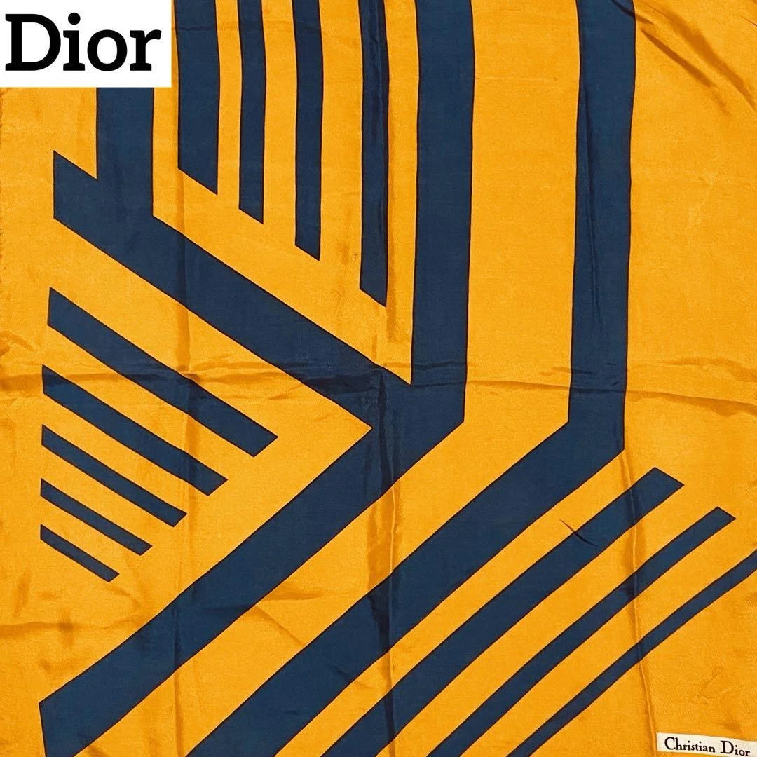Authentique foulard Christian Dior orange marine 51 x 51 cm toutes saisons femme