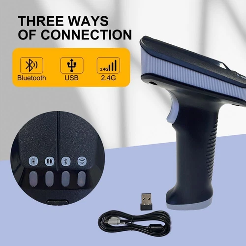 UHF RFID 1D/2D Barcode Scanner Bluetooth UHF Tag Reader Handscanner mit USB - Bild 5 von 7
