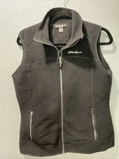 Eddie Bauer Vest Womens M Sleeveless Full Zip Outdoor Black Fleece
