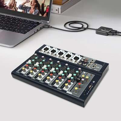 Pro 7-Kanal Audio Mixer Bluetooth USB Sound Verstärker Konsole Mischpult Console