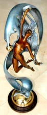 BRONZE STATUE ANGELO BASSO PERLA ARTDECO ITALY VIENNA GOLD ENAMEL NUDE SCULPTURE