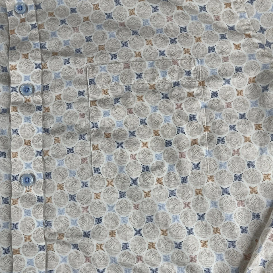 Camisa Johnston & Murphy XL Beige Colorida Geométrica Abotonada Manga Larga Para Hombre Foto 4 de 4