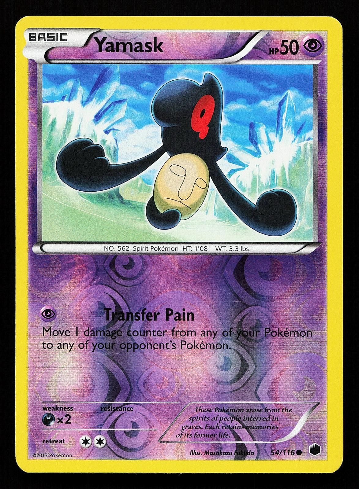 Yamask 54/116 Reverse Holo Common Plasma Freeze Pokemon Card
