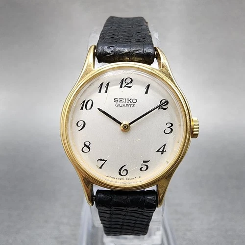 Seiko Watch Women 22mm White Dial Gold Tone Round 5420-0049 New Battery VTG
