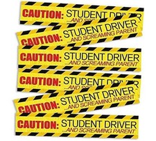 Caution Student Driver and Screaming Parent Magnetic Sign 6 Pack Red  Yellow
