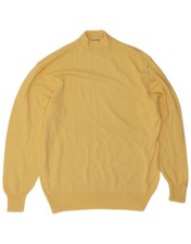 Vintage Mens Turtle Neck Jumper Sweater IT 52 Large Yellow Merino Wool DF25