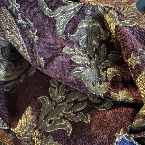 Vintage Imperial Empress Purple Gold Chenille Brocade Goth Rod Pocket Curtains - Picture 5 of 7