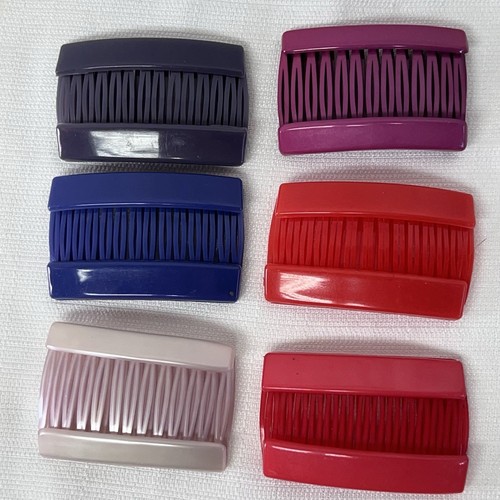 Vintage Side Hair Combs 1970-80's Multicolor 6 pairs Made In France - Picture 3 of 7