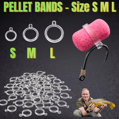 Pelletbänder Köder Karpfenangeln transparent Silikonband - Größe S M L - Pellet 4-20mm