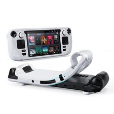 Protective Case for Steam Deck OLED/LCD Grayish White with Non-Slip Thumb Grips