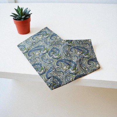 April Cornell Table Runner Paisley Multicolor Blue Yellow Cottage Farmhouse READ