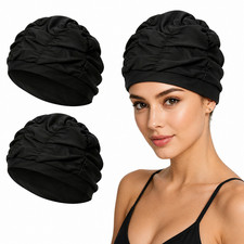 2 Stück Badekappe Damen, Lange Haare Bademü...