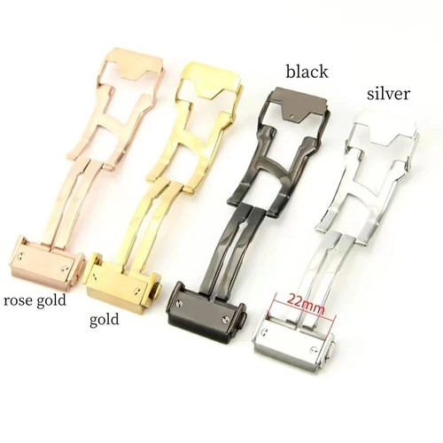 Stahl Faltschließe 18mm 20mm 22mm 24mm für Hub.Lot Big Bang Armband Verschluss Silber - Bild 15 von 28