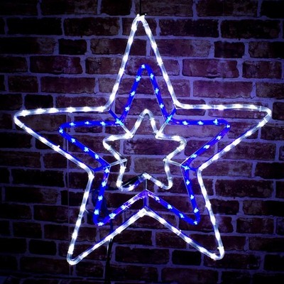 Weihnachten LED Lichter 120 blau & weiß 5m Stern Blink Seil Weihnachtsdeko