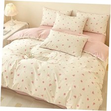 Duvet Cover Size - Pattern on Side A, Pure Pink on Side B, Queen Pink Floral