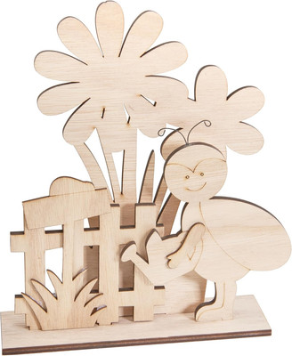 VBS Holz-Steckmotiv Frühlingsbote am Gartenzaun 5-Teilig 17x5x20,7cm Stärke 0,5 