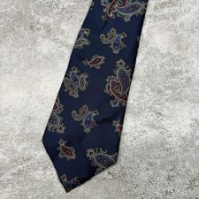 Christian Dior Silk Tie Mens OS Blue Paisley USA Made Necktie Hand Woven Italy