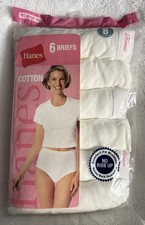 Vintage 2006 Hanes 6 Briefs Panties 6 Pack 100 Cotton White No Ride Up Sz 8 NIP