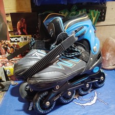 Kid's light up Inline Skate Gray Black Youth SIZE 4-8 Adjust Used Roller Blades