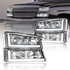 LED DRL Headlights Assembly Fit 2003-2006 Chevy Silverado  Avalanche 1500 2500