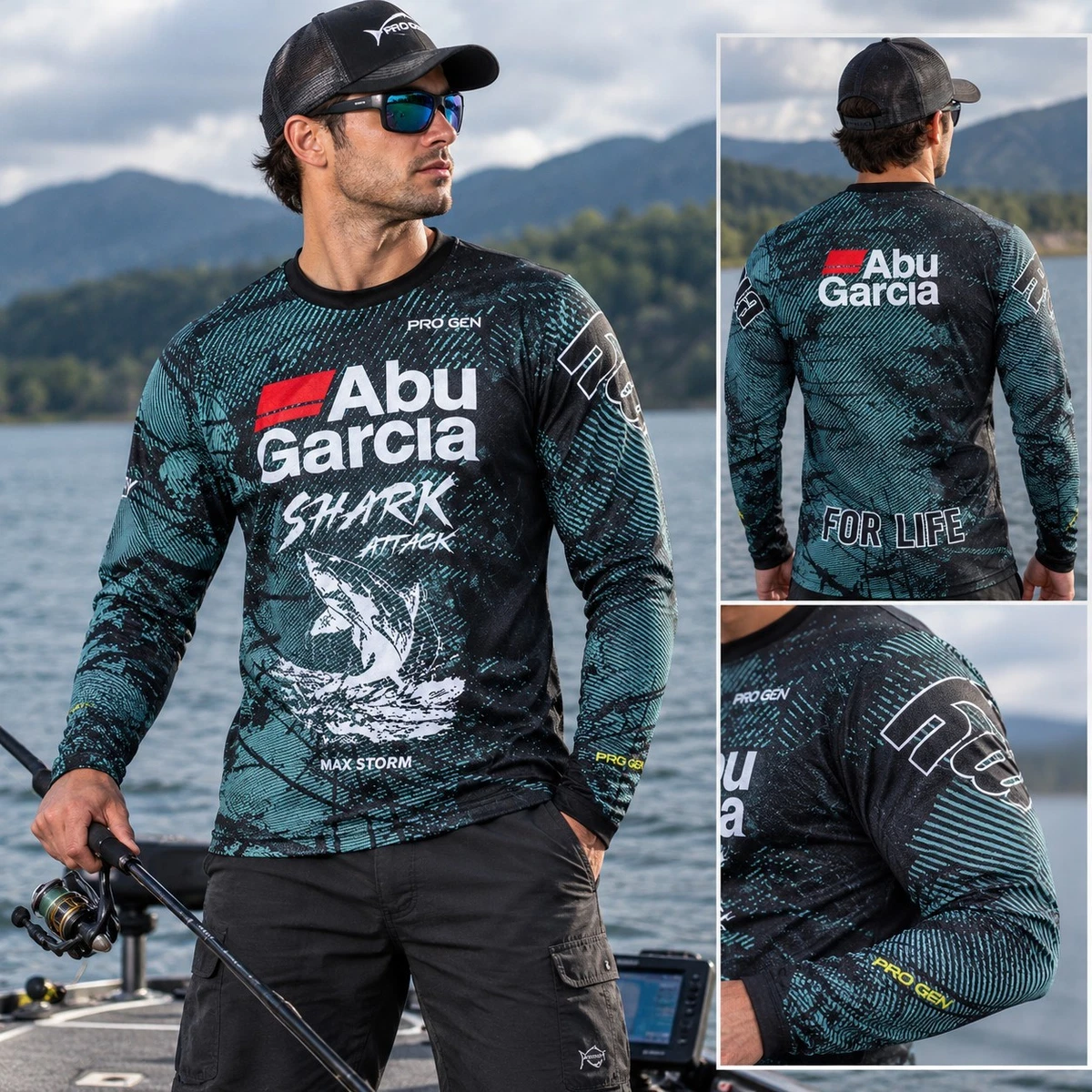 Camisa de pesca de manga larga Shark Attack Pro Gen para hombre Jersey agua dulce salada