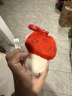 Mushroom Plush Key Chain Clip, Embroidered Hearts, Red & White Polyester — photo 3