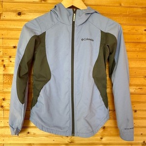 Columbia Windbreaker Hooded Jacket Bluish Lavender Girls Size Medium Omni-Shield