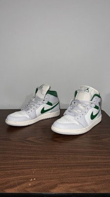 JORDAN 1 MID''WHITE PURE PLATINUM PINE GREEN''