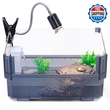 Small Turtle Tank Kit - Complete Starter Habitat w/ Filter, Basking, UVB Lamp