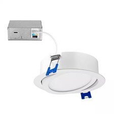 4 In. 5 CCT Slim Recessed LED Gimbal Downlight, Canless IC Rated, 700 Lumens, Co