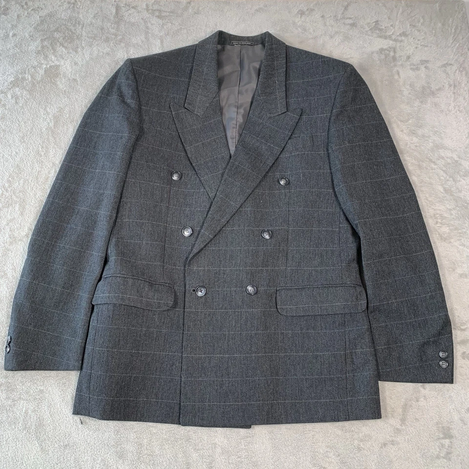 Traje Saxon Hawk 38 Gris 2 Piezas Lana Espiga Ventana Doble Pecho W32 31 Foto 2 de 4