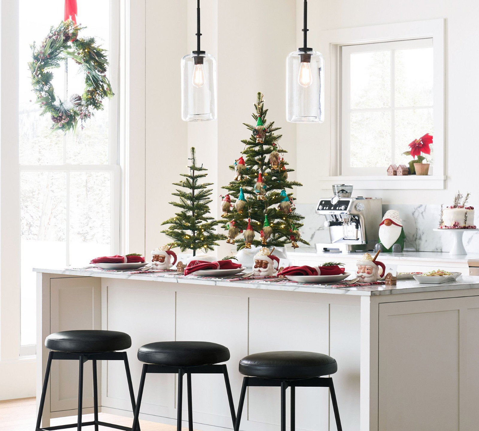 Pottery Barn Lit Faux Pine Trees 2'H, Brand new- Freeship USA