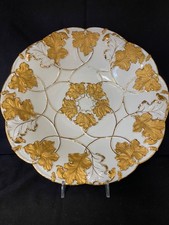 Antique Meissen Porcelain Fruit Bowl Serving Dish Gold Leaves 11"