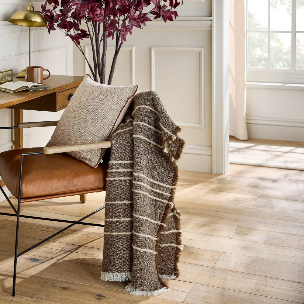 Cozy Stripe Throw Blanket Brown/Tan - Hearth & Hand with Magnolia
