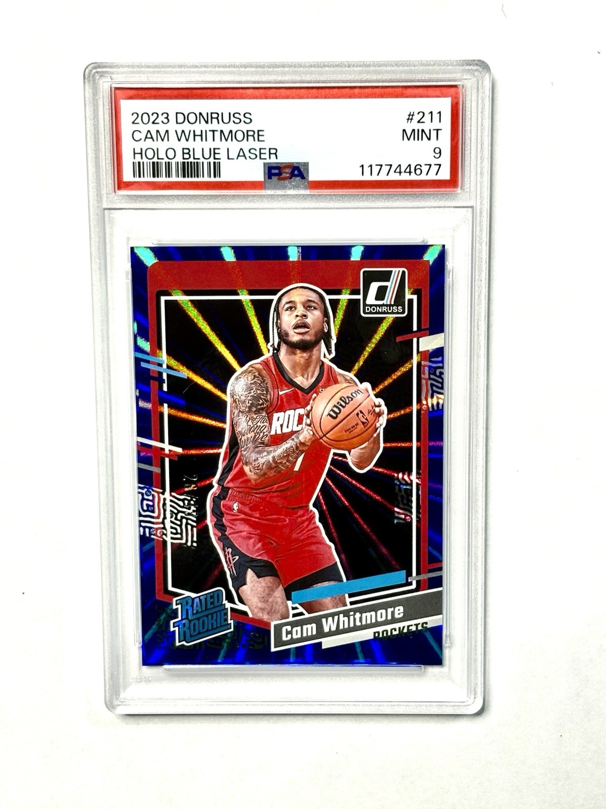 2023 Donruss Rated Rookie #211 Cam Whitmore Blue Holo Laser RC /49 PSA 9 MINT