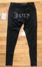 NEW ! NWT JUICY COUTURE Sport OG Big Bling Ankle Stretch Leggings Black Size S
