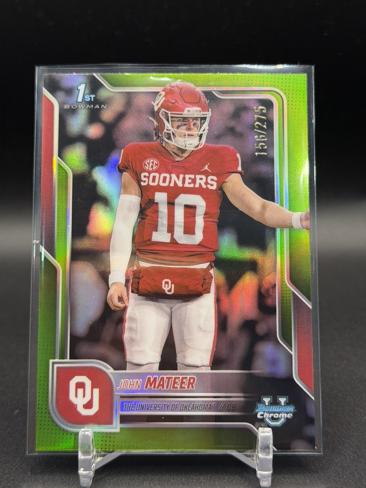 2025 Bowman Chrome U John Mateer 1st Prospect Lime Green Refractor #156/275